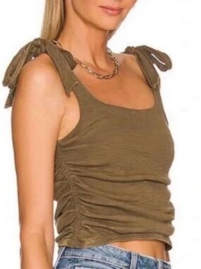 FP Olive Tie-Shoulder Ruched Tank Top - Women